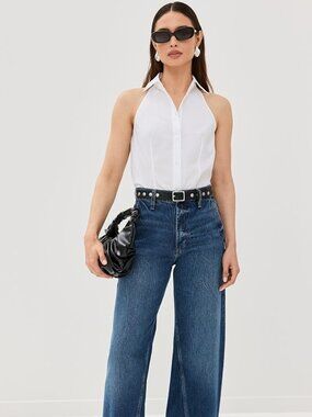 NWOT Veronica Beard Harper White Poplin Top in White size 0